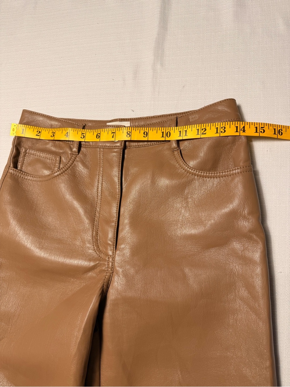 Wilfred Camel Wide-Leg Faux Leather Pants - Picture 3 of 10